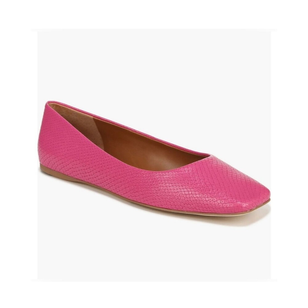 Franco Sarto Flexa Amaya Ballet Flats Hot Pink Embossed Square Toe Shoe NWOT 6.5